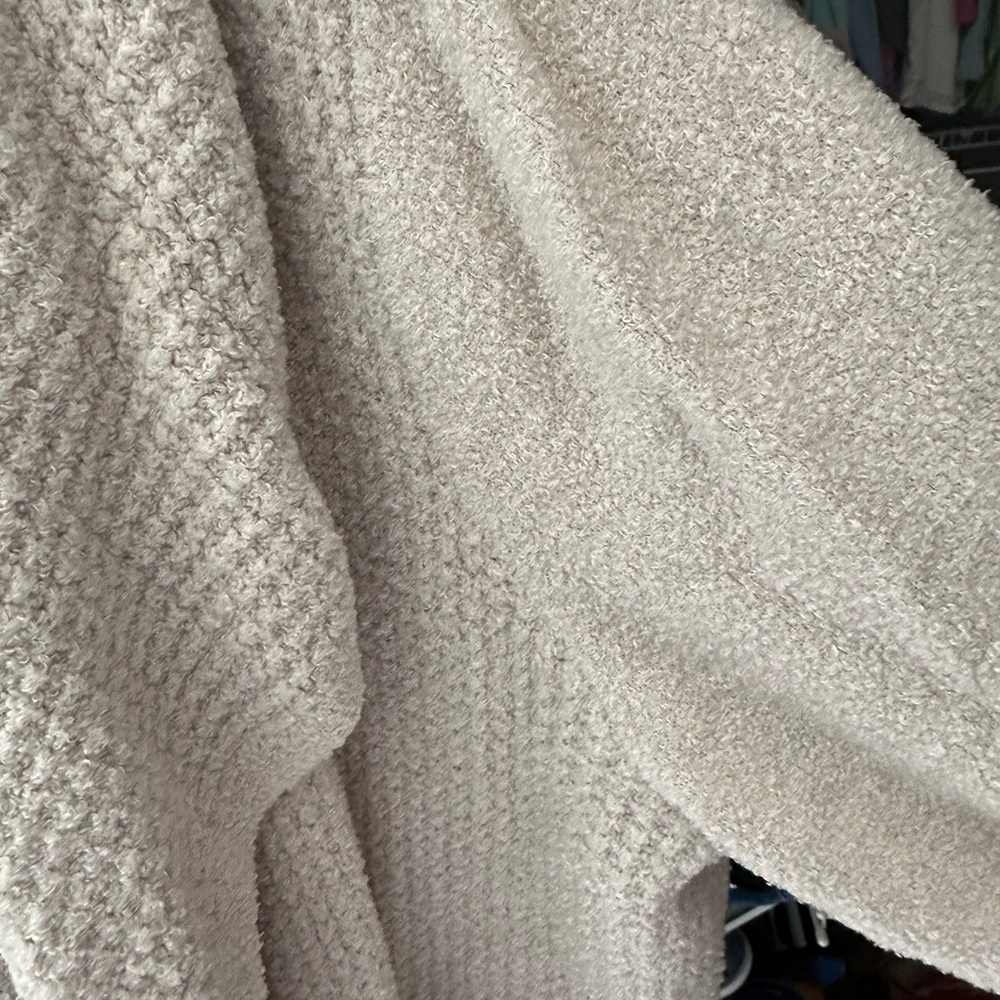 Barefoot Dreams Cream Cardigan Jacket Open Front Shawl Collar - Picture 3 of 3